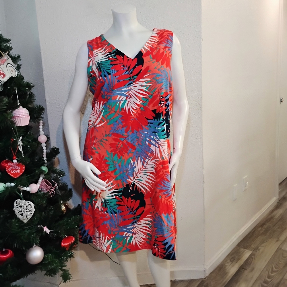 New, Plus Size, Jones New York Linen Blend Sleeveless Dress